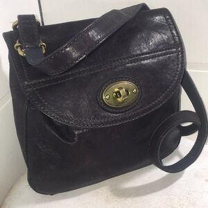 Fossil vintage navy leather organizer crossbody